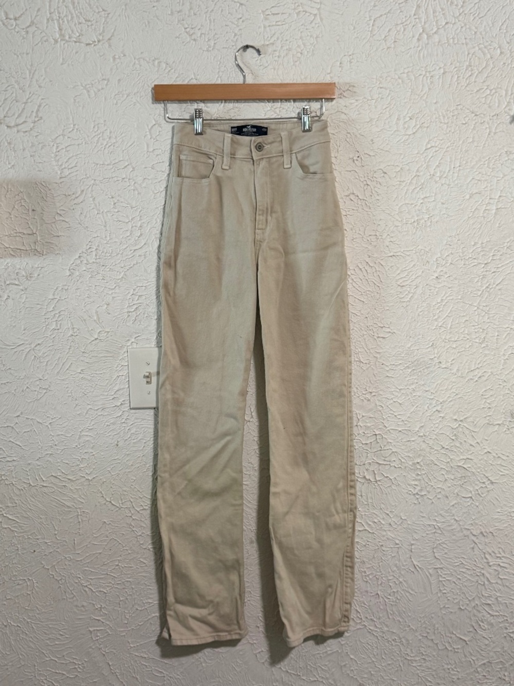Hollister Ultra High Rise Dad Jeans 000R W23 Cream Vintage Stretch
